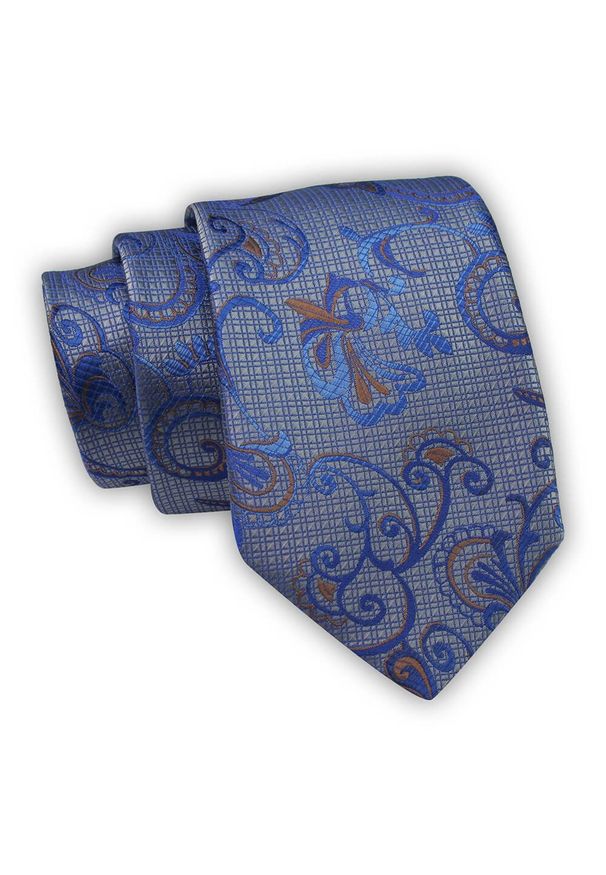 Krawat Alties (7 cm) - Niebieski, Orientalny Wzór. Kolor: niebieski. Materiał: tkanina. Styl: elegancki, wizytowy