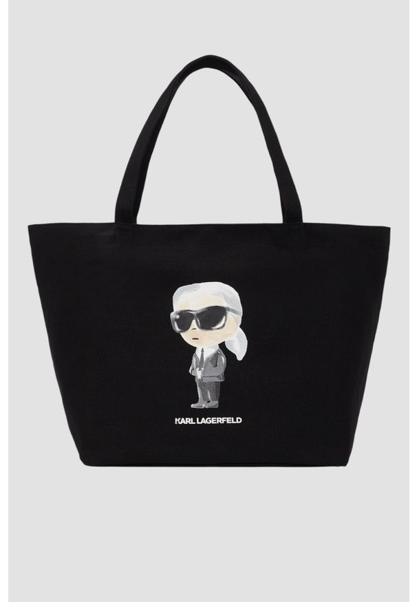 Karl Lagerfeld - KARL LAGERFELD Czarna shopperka damska Ikon Aquarelle. Kolor: czarny. Styl: elegancki, casual
