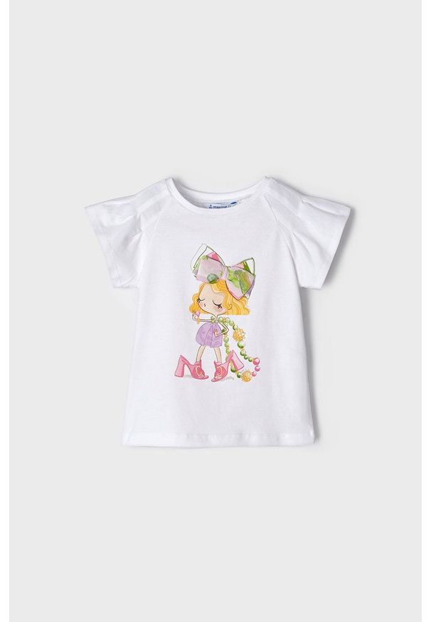 Mayoral T-shirt dziecięcy kolor fioletowy. Okazja: na co dzień. Kolor: fioletowy. Wzór: nadruk. Styl: casual