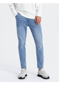 Ombre Clothing - Spodnie męskie jeansowe SKINNY FIT z kieszeniami chino - jasnoniebieskie V2 - Rozmiar: M. Kolor: niebieski. Materiał: jeans #1