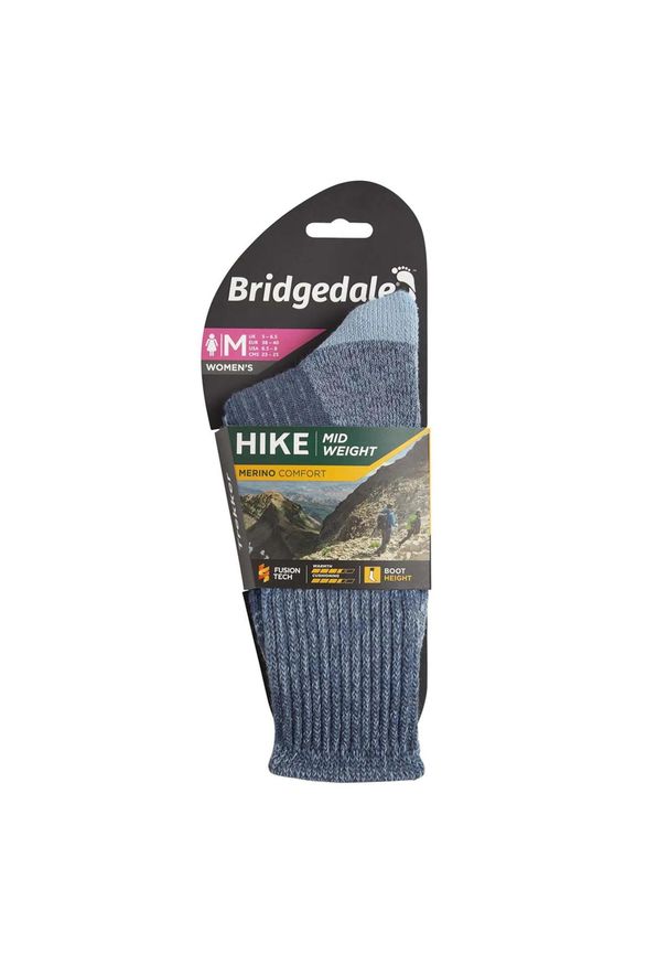 BRIDGEDALE - Skarpety do trekkingu damskie Bridgedale HIKE MW COM BO ORI LD. Kolor: niebieski. Materiał: wełna, lycra, elastan, poliester, nylon. Sport: turystyka piesza