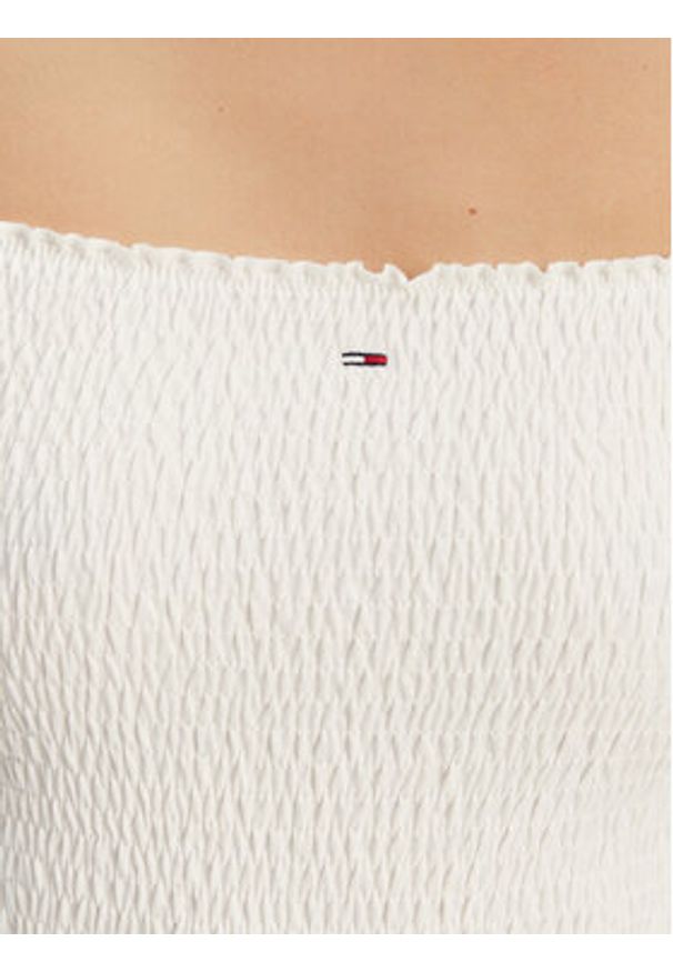 Tommy Jeans Sukienka letnia DW0DW20298 Écru Slim Fit. Kolor: kremowy. Materiał: bawełna. Sezon: lato