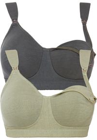 bonprix - Biustonosz do karmienia bez fiszbinów (2 szt.), bawełna organiczna. Kolekcja: moda ciążowa. Kolor: zielony. Materiał: bawełna. Rodzaj stanika: różne sposoby noszenia, wyściełane miseczki #1