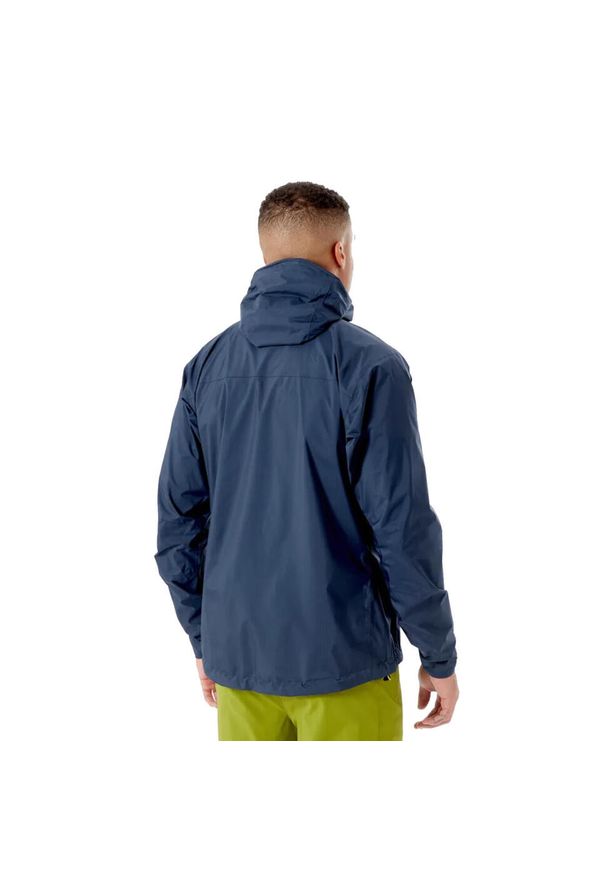Kurtka przeciwdeszczowa męska Rab Downpour Plus 2.0 Jacket z kapturem. Typ kołnierza: kaptur. Kolor: niebieski