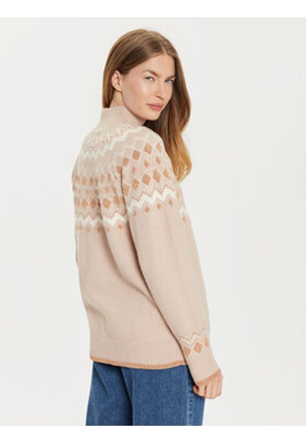 Brave Soul Sweter LK-248FABIO Beżowy Regular Fit. Kolor: beżowy. Materiał: syntetyk