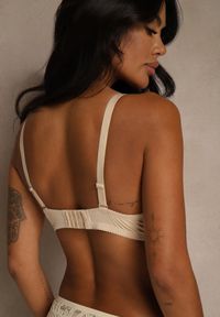 Renee - Beżowy Biustonosz o Gładkim Wykończeniu z Kokardką Phiphise. Kolor: beżowy. Wzór: gładki #8