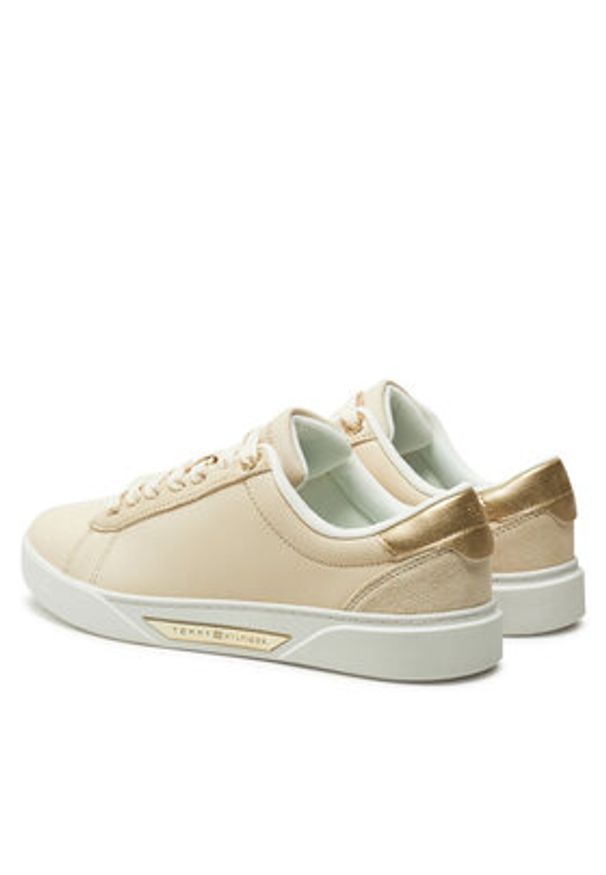 TOMMY HILFIGER - Tommy Hilfiger Sneakersy Chic Court Sneaker FW0FW08382 Beżowy. Kolor: beżowy. Materiał: skóra