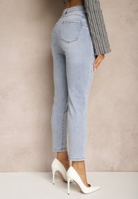 Renee - Jasnoniebieskie Jeansy z Bawełny Typu Skinny Selinda. Okazja: na co dzień. Kolor: niebieski. Wzór: aplikacja, gładki. Styl: klasyczny, elegancki, casual #4