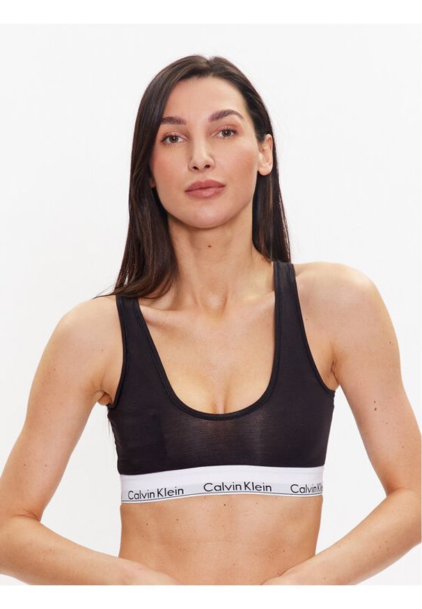 Calvin Klein Underwear Biustonosz top Unlined 000QF7214E Czarny. Kolor: czarny. Materiał: bawełna