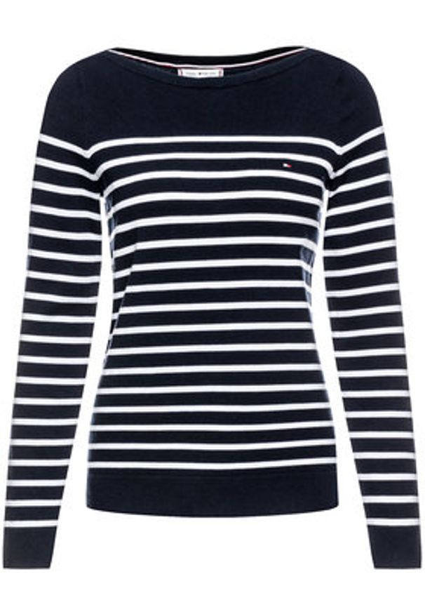 TOMMY HILFIGER - Tommy Hilfiger Sweter Heritage Boat WW0WW22046 Granatowy Regular Fit. Kolor: niebieski. Materiał: syntetyk, bawełna