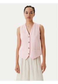 United Colors of Benetton - United Colors Of Benetton Kamizelka 2AGHDJ00G Różowy Slim Fit. Kolor: różowy. Materiał: len #1