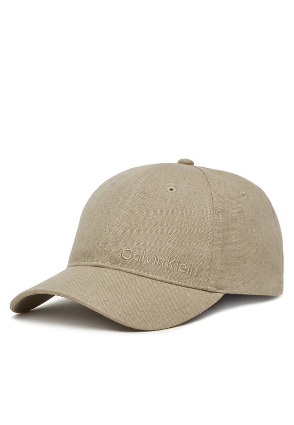 Calvin Klein Czapka z daszkiem K50K512978 Beżowy. Kolor: beżowy. Materiał: len, materiał