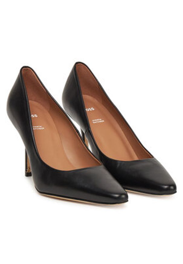 BOSS Szpilki Charlize 50536288 Czarny. Kolor: czarny. Materiał: skóra. Obcas: na szpilce