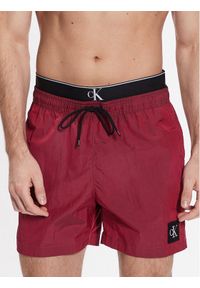 Calvin Klein Swimwear Szorty kąpielowe Medium Double Wb KM0KM00846 Bordowy Regular Fit. Kolor: czerwony. Materiał: syntetyk