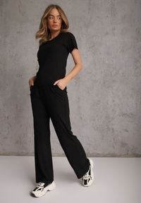 Renee - Czarny T-shirt Basic z Okrągłym Dekoltem Dolea. Okazja: na co dzień. Kolor: czarny. Materiał: jeans. Długość: krótkie. Wzór: gładki. Styl: casual #5