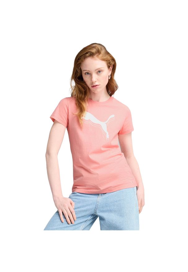 Koszulka Puma Ess Metallic Tee, Kobiety. Kolor: różowy. Materiał: materiał, bawełna