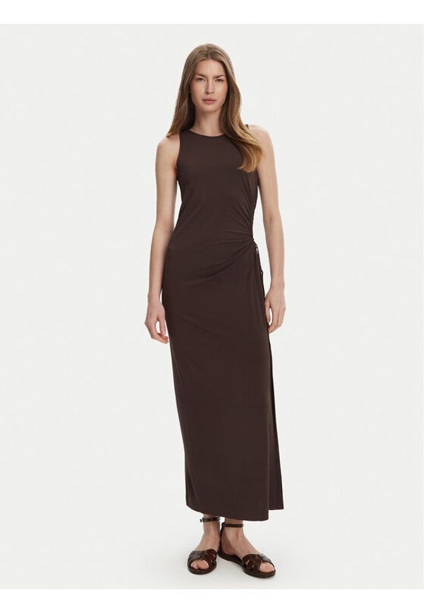 Max Mara Beachwear Sukienka letnia 2516621049650 Brązowy Regular Fit. Kolor: brązowy. Materiał: wiskoza. Sezon: lato
