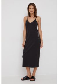 G-Star RAW - G-Star Raw sukienka bawełniana D21625.B771 kolor czarny maxi dopasowana. Kolor: czarny. Materiał: bawełna. Długość rękawa: na ramiączkach. Typ sukienki: dopasowane. Długość: maxi #1