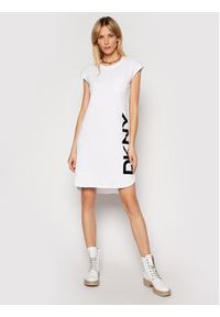 DKNY Sukienka dzianinowa P0RD1B2J Biały Regular Fit. Kolor: biały. Materiał: bawełna, dzianina #3