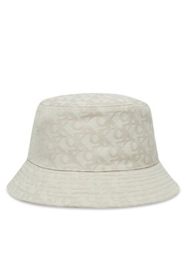Calvin Klein Kapelusz Logo Jacquard Bucket Hat LV04K5059G Beżowy. Kolor: beżowy. Materiał: poliester, materiał