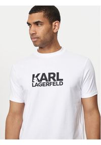 Karl Lagerfeld - KARL LAGERFELD T-Shirt 755087 Biały Regular Fit. Typ kołnierza: dekolt w karo. Kolor: biały. Materiał: bawełna #5