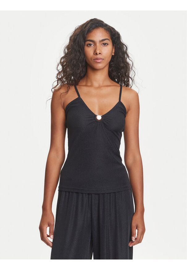 Emporio Armani Top EW001292 AF12206 FC043 Czarny Slim Fit. Kolor: czarny. Materiał: syntetyk