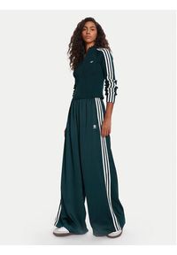 Adidas - adidas Spodnie dresowe adicolor Satin JV7511 Zielony Wide Leg. Kolor: zielony. Materiał: syntetyk #5