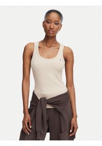 Guess Top V4YP06 K8RT2 Beżowy Slim Fit. Kolor: beżowy. Materiał: wiskoza #1
