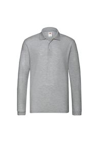 FRUIT OF THE LOOM - Męska Koszulka Polo Premium Z Długim Rękawem. Typ kołnierza: polo. Kolor: szary. Długość rękawa: długi rękaw. Długość: długie