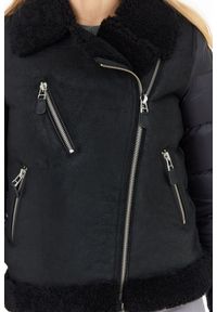 Blauer USA - BLAUER Czarny kożuch damski z pikowanymi rękawami, Rozmiar L. Kolor: czarny #2