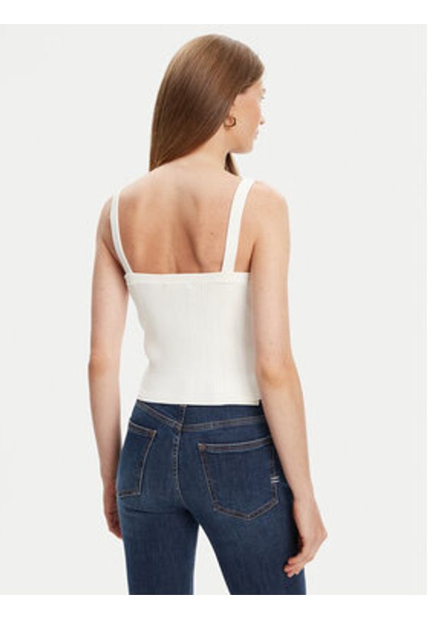 Guess Top W5YR10 Z0130 Biały Regular Fit. Kolor: biały. Materiał: syntetyk