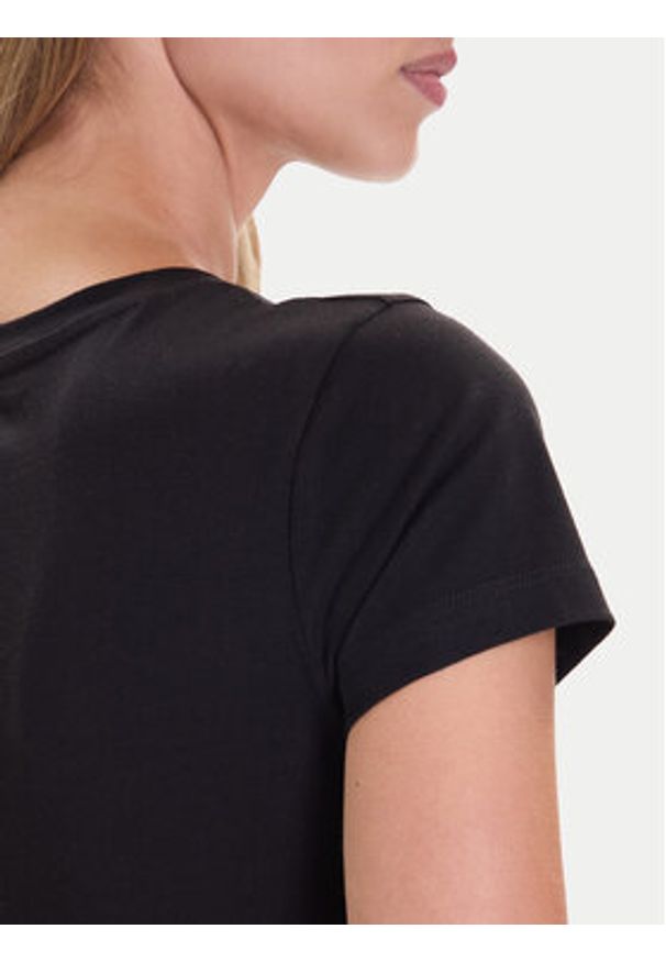 Guess T-Shirt W5BI28 J1314 Czarny Slim Fit. Kolor: czarny. Materiał: bawełna