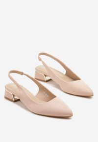 Renee - Różowe Sandały Typu Slingback z Metaliczną Ozdobą Helmio. Okazja: na co dzień. Zapięcie: sprzączka. Kolor: różowy. Materiał: jeans. Wzór: aplikacja. Styl: casual, elegancki #6