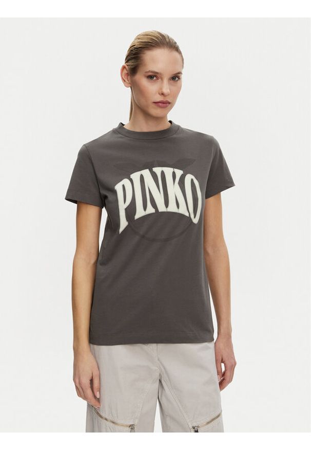 Pinko - PINKO T-Shirt 101752 A2CT I63 Szary Regular Fit. Kolor: szary. Materiał: bawełna