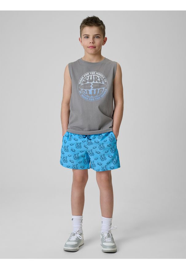 4f - 4F Spodenki plażowe boardshorty chłopięce - niebieskie 158/164 (12-14 lat). Kolor: niebieski. Materiał: materiał