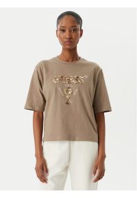 Guess T-Shirt V4YI06 I3Z14 Beżowy Regular Fit. Kolor: beżowy. Materiał: bawełna #1