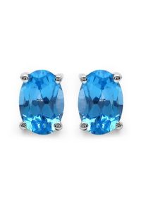 Braccatta - ASTA 8 Srebrne kolczyki swiss blue topaz owal sztyft 2 ct.. Materiał: srebrne. Kolor: srebrny. Kamień szlachetny: topaz #1
