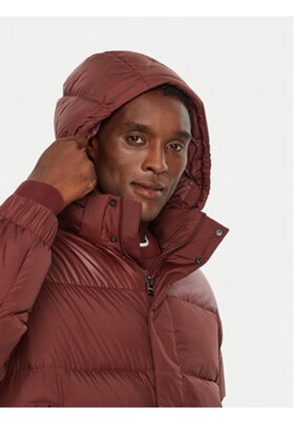 TOMMY HILFIGER - Tommy Hilfiger Kurtka puchowa MW0MW36569 Bordowy Regular Fit. Kolor: czerwony. Materiał: syntetyk