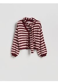 Reserved - Sweter z szalem - wielobarwny. Materiał: wełna, dzianina #1