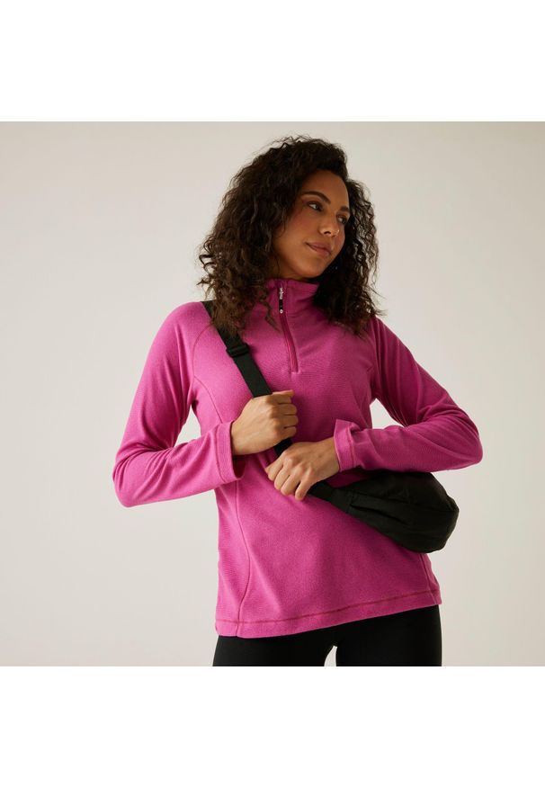 Regatta - Damski lekki polar turystyczny Montes z zamkiem błyskawicznym do połowy. Kolor: różowy. Materiał: polar. Sport: turystyka piesza