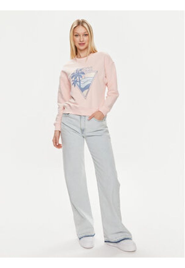 Guess Bluza W4GQ11 KBK32 Różowy Relaxed Fit. Kolor: różowy. Materiał: syntetyk