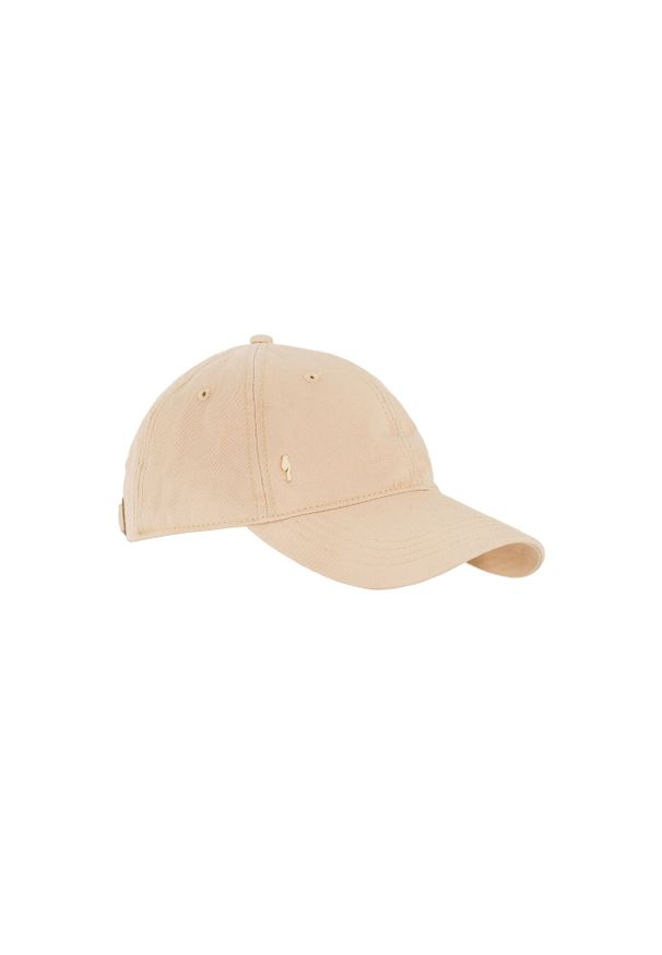 Ochnik - Beżowa czapka z daszkiem z logo unisex. Kolor: beżowy. Materiał: bawełna. Styl: sportowy