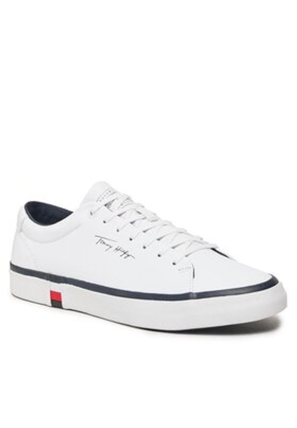 TOMMY HILFIGER - Tommy Hilfiger Sneakersy Modern Vulc Corporate Leather FM0FM04922 Biały. Kolor: biały. Materiał: skóra