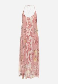 Born2be - Różowa Siateczkowa Sukienka z Wiskozą w Kwiatowy Wzór Izaleira. Okazja: na co dzień, na imprezę. Kolor: różowy. Materiał: wiskoza. Wzór: kwiaty. Sezon: lato. Styl: casual, elegancki #2