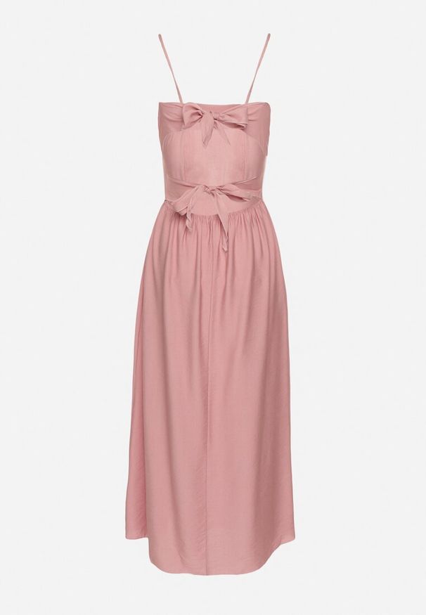 Born2be - Różowa Rozkloszowana Sukienka z Wiskozą Meravela. Okazja: na co dzień. Kolor: różowy. Materiał: wiskoza. Długość rękawa: na ramiączkach. Styl: casual, elegancki