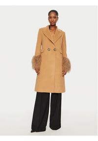 YES LONDON Płaszcz zimowy CD1202/MON/COL Brązowy Regular Fit. Kolor: brązowy. Materiał: syntetyk. Sezon: zima #6