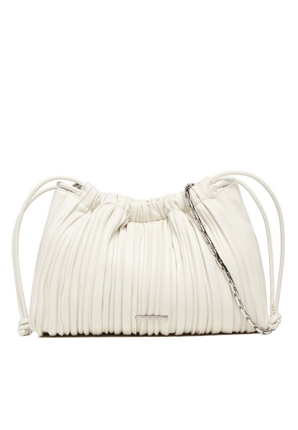 Calvin Klein Torebka Drawstring Plisse Crossbody LV04F3076G Biały. Kolor: biały. Materiał: skórzane