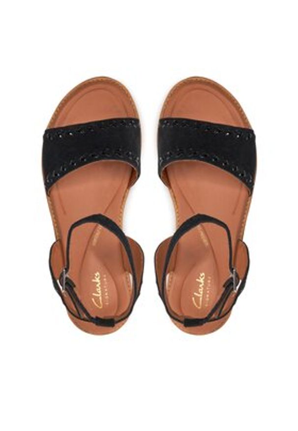 Clarks Sandały Maritime May 26176290 Czarny. Kolor: czarny. Materiał: skóra, zamsz