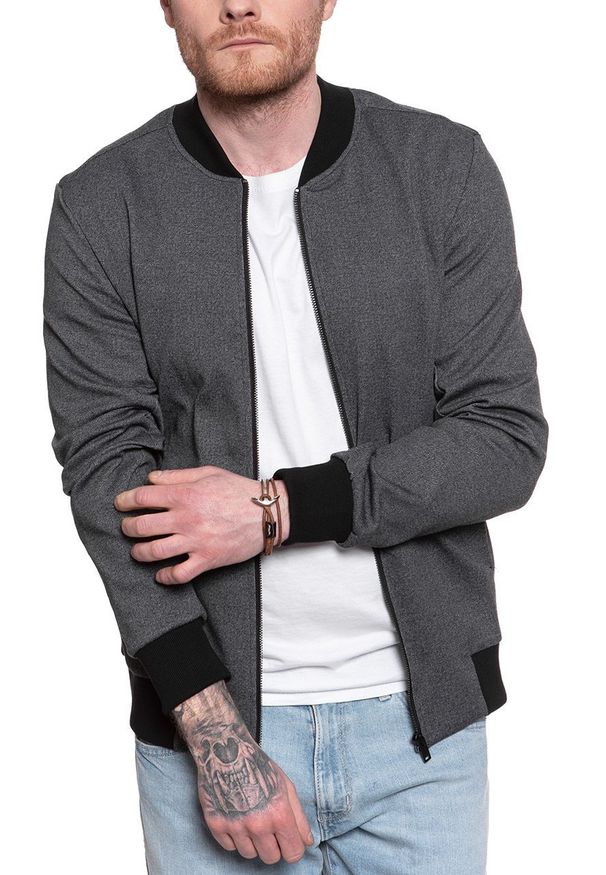 Selected - SELECTED HOMME SLHJUAN BOMBER SWEAT JACKET MĘSKA KURTKA PRZEJŚCIOWA BLACK 16070483