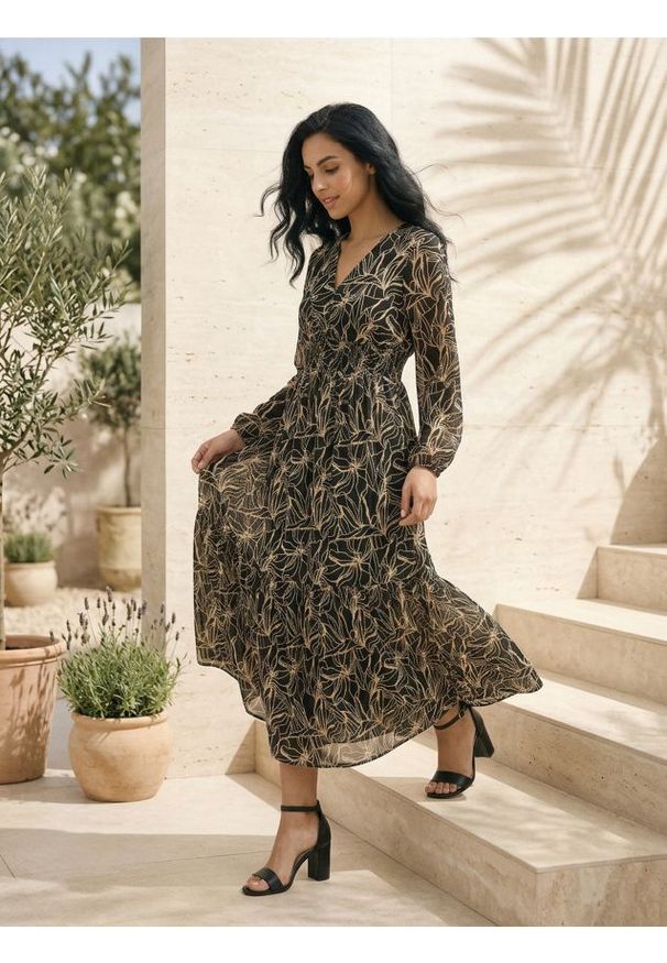 Sinsay - Wiskozowa sukienka maxi w kwiaty - wielobarwny. Materiał: wiskoza. Wzór: kwiaty. Długość: maxi